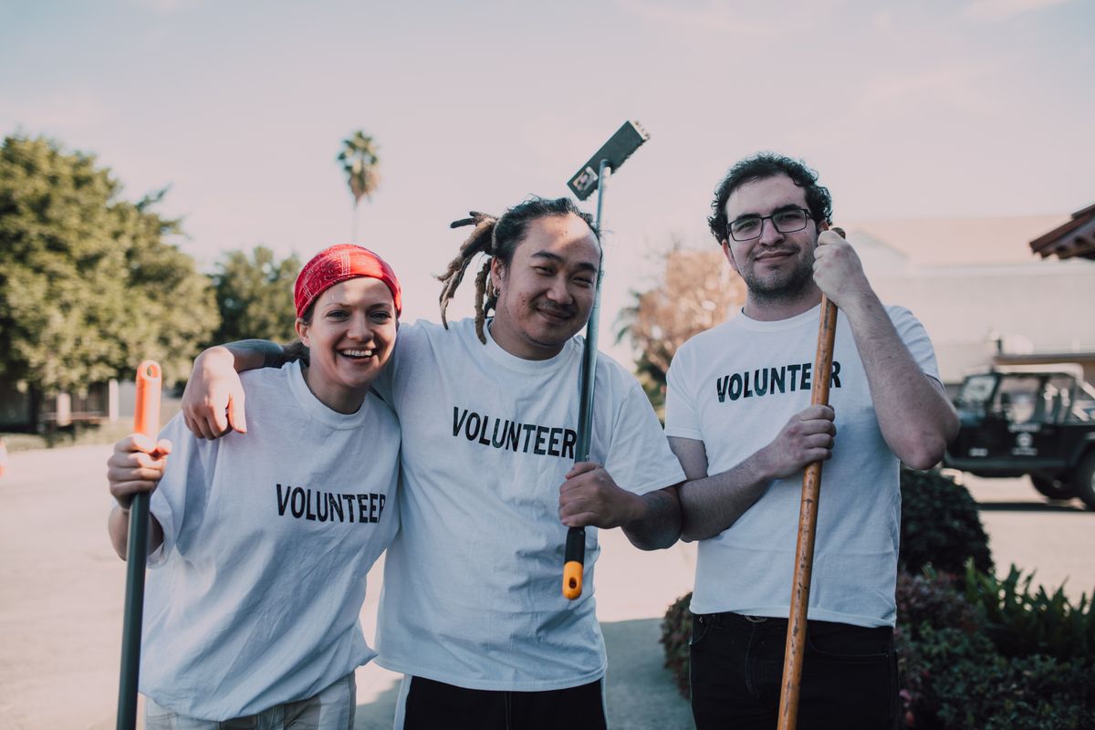 Community volunteers together at a service event